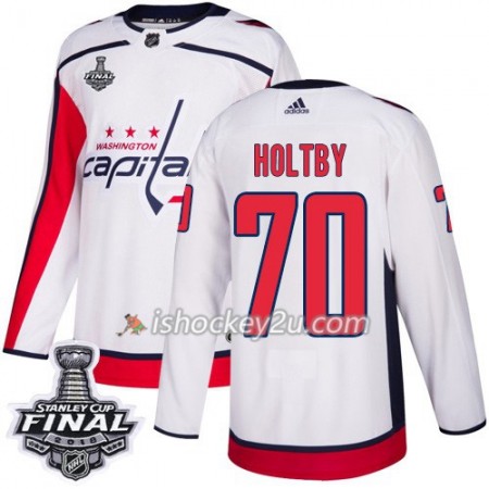 Mænd NHL Washington Capitals Trøje Braden Holtby 70 2018 Stanley Cup Final Patch Adidas Hvid Authentic